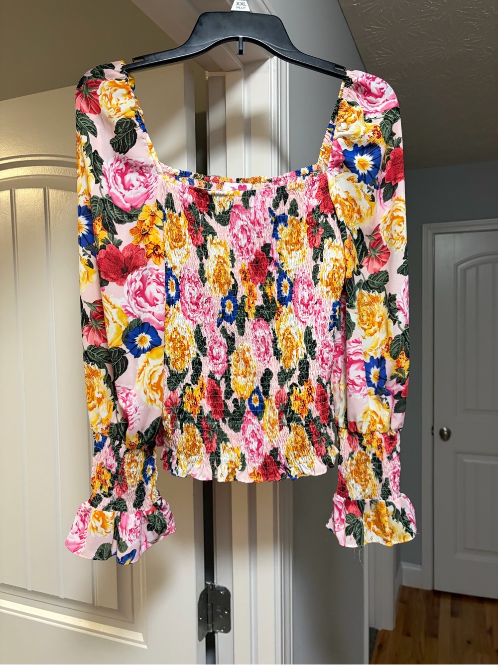 Buddy Love Pink Multi Floral Smocked Square-Neck Top